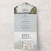 Sprookjeskasteel rustieke bos bruiloft All In One Uitnodiging (Binnen)