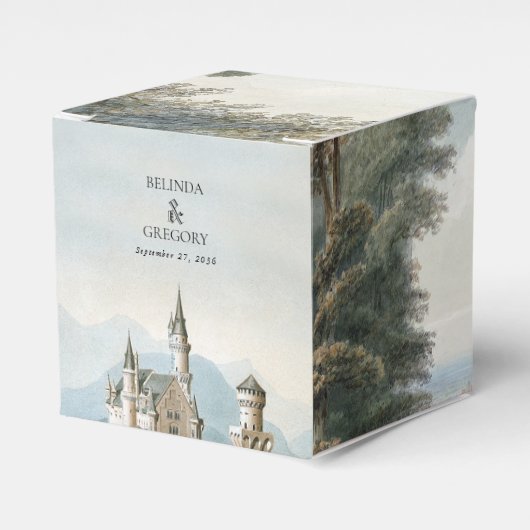 Sprookjeskasteel rustieke bos bruiloft Bedankdoosjes (Voorkant Zijde)