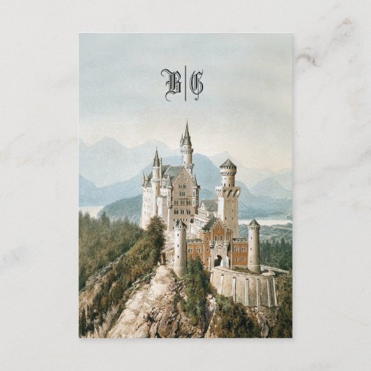 Sprookjeskasteel rustieke bos bruiloft Informatiekaartje (Achterkant)