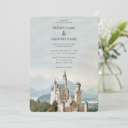  Sprookjeskasteel rustieke bos bruiloft Kaart (Staand voorkant)