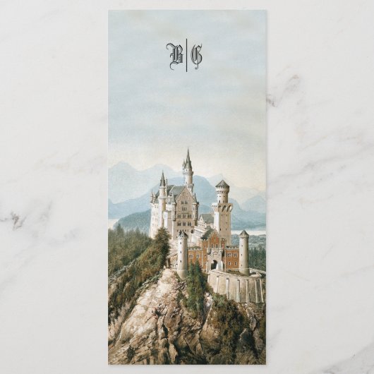  Sprookjeskasteel rustieke bos bruiloft Menu (Achterkant)