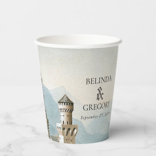Sprookjeskasteel rustieke bos bruiloft Papieren Bekers (Achterkant)