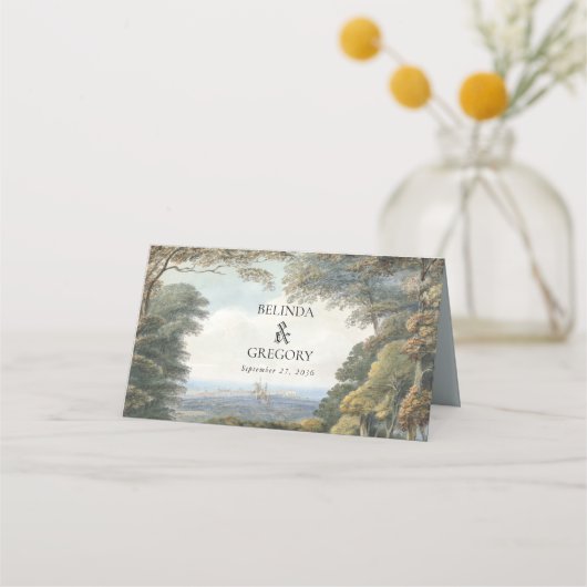  Sprookjeskasteel rustieke bos bruiloft Plaatskaartje (Achterkant)