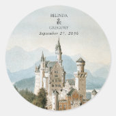 Sprookjeskasteel rustieke bos bruiloft Ronde Sticker (Voorkant)