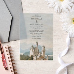  Sprookjeskasteel rustieke bos bruiloft Vellum Uitnodigingen