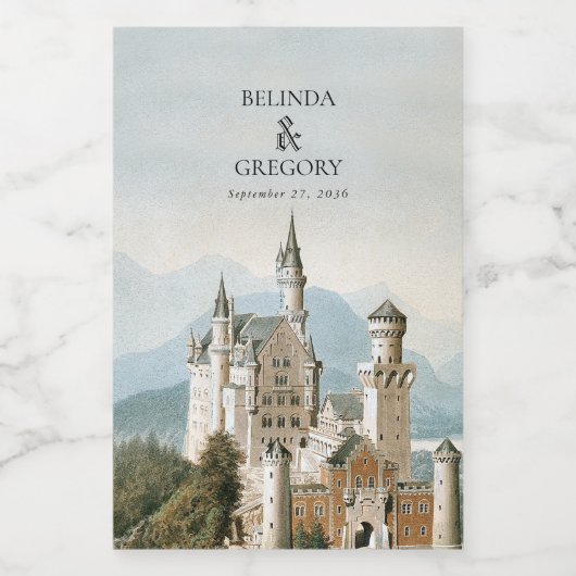 Sprookjeskasteel rustieke bos bruiloft Wijn Etiket (Enkel label)