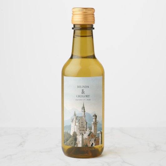  Sprookjeskasteel rustieke bos bruiloft Wijn Etiket (Voorkant)