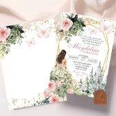 Sprookjeskasteel Sage Green en blush pink Bloemen Kaart