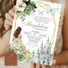 Sprookjeskasteel Sage Groen Bloemstuk Quinceanera