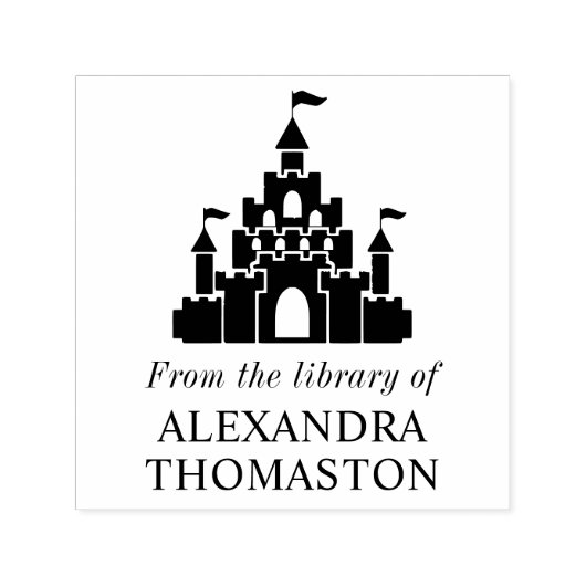 Sprookjeskasteel Silhouet Bibliotheek Boeknaam Zelfinktende Stempel (Design)