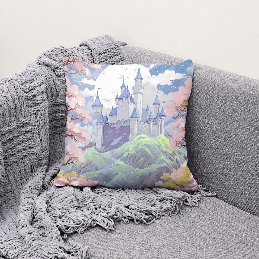 Sprookjeskasteel Spring Pastel Waterverf Kussen