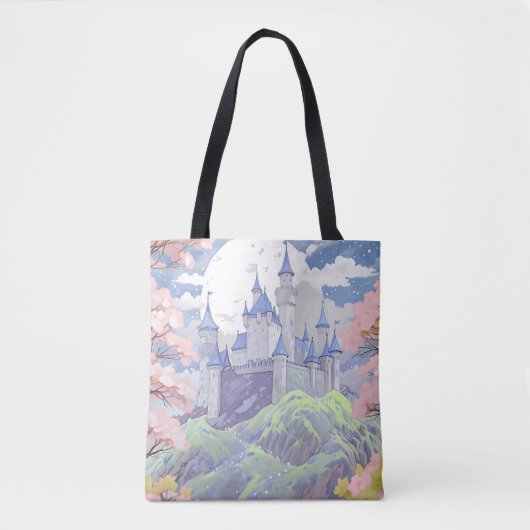 Sprookjeskasteel Spring Pastel Waterverf Tote Bag (Voorkant)