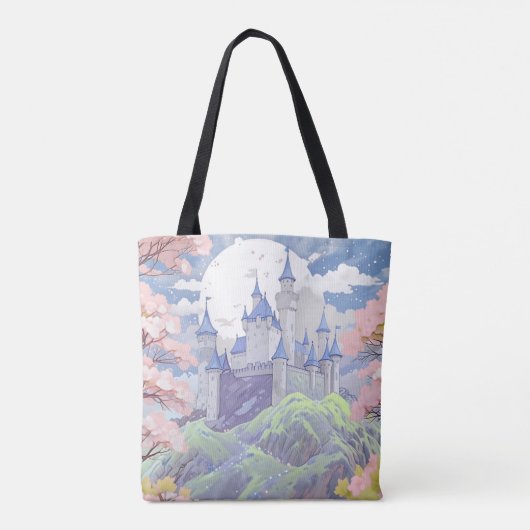 Sprookjeskasteel Spring Pastel Waterverf Tote Bag (Achterkant)