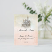 Sprookjeskasteel Storybook Save the Date Briefkaar Aankondigingskaart (Staand voorkant)