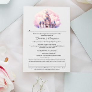 Sprookjeskasteel Thema Trouwfeest RSVP Kaartje