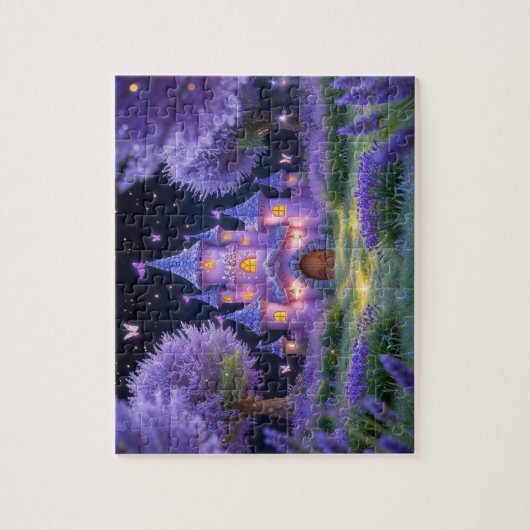 Sprookjeskasteel van het verborgen lavendelbos legpuzzel (Verticaal)
