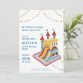 Sprookjeskasteel Verjaardagsfeestje met Springkast Kaart (Staand voorkant)