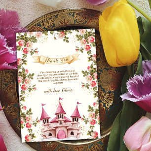 Sprookjeskasteel Wilde Bloem Baby Shower Prinses Bedankkaart
