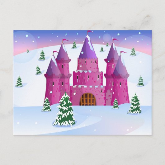Sprookjeskasteel Winterse Sneeuw Briefkaart (Voorkant)