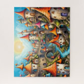 Sprookjeskasteeldorp met Bruggen Legpuzzel (Verticaal)