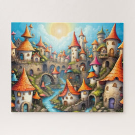 Sprookjeskasteeldorp met Bruggen Legpuzzel