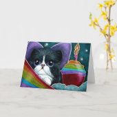 SPROOKJESKAT MET VERJAARDAG CUPCAKE PAS KAART AAN (Gele Bloem)