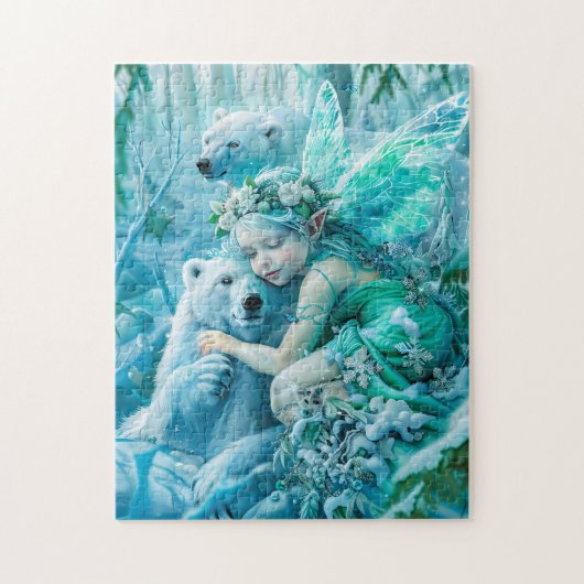 Sprookjeskind en speelse ijsberen legpuzzel (Verticaal)