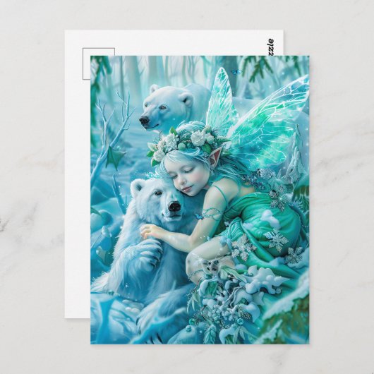 Sprookjeskind en speelse Polar Beren Briefkaart (Voorkant / Achterkant)