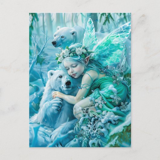Sprookjeskind en speelse Polar Beren Briefkaart (Voorkant)