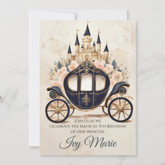 Sprookjeskoets en Kasteel Uitnodiging (Voorkant)