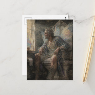 Sprookjeskoning op zijn porseleinen troon briefkaart