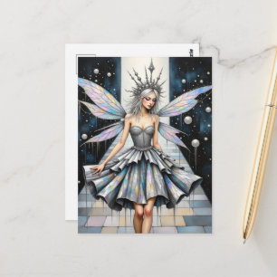 Sprookjeskoningin in de show met upcycled mode briefkaart