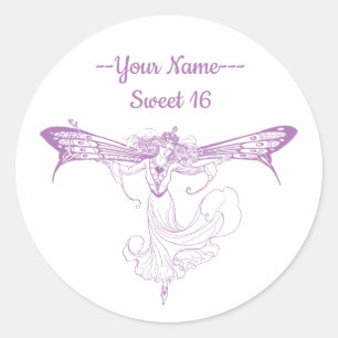 Sprookjeskoningin Mab, Sweet Sixteen in Paars Ronde Sticker