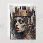 Sprookjeskoningin met kasteel op haar hoofd briefkaart (Voorkant / Achterkant)