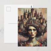 Sprookjeskoningin met kasteelkroon op haar hoofd briefkaart (Voorkant / Achterkant)