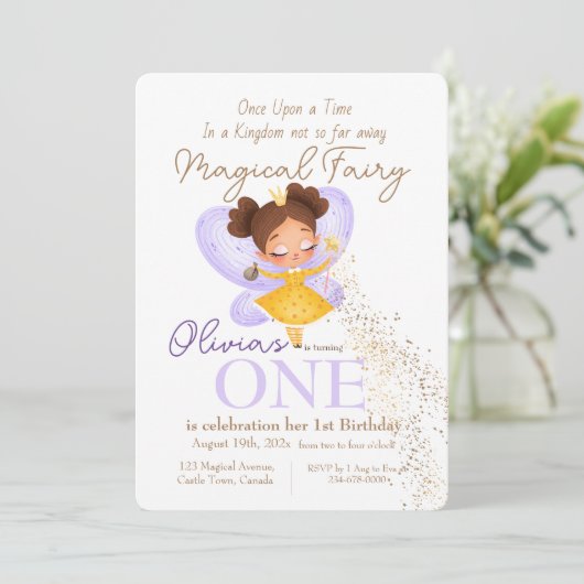 Sprookjeskoninkrijk Fee-Prinses 1e Verjaardagsfees Kaart (Staand voorkant)
