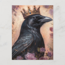 Sprookjeskraai in een roze kroon briefkaart
