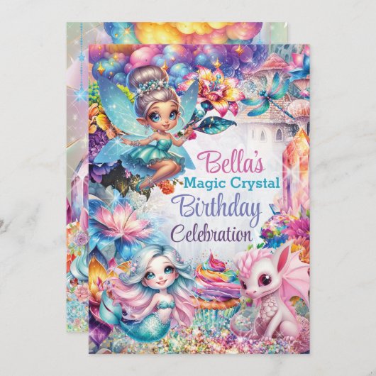 Sprookjeskristal Feest Uitnodiging (Voorkant / Achterkant)