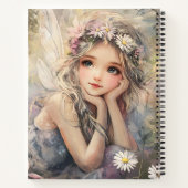  Sprookjeskunst met Bloemenkroon en Daisies Notitieboek (Achterkant)
