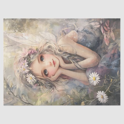  Sprookjeskunst met Bloemenkroon en Daisies Tissuepapier (Voorkant)