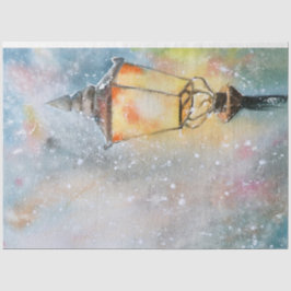 Sprookjeslamp met waterverf sneeuw kerstnacht tissuepapier