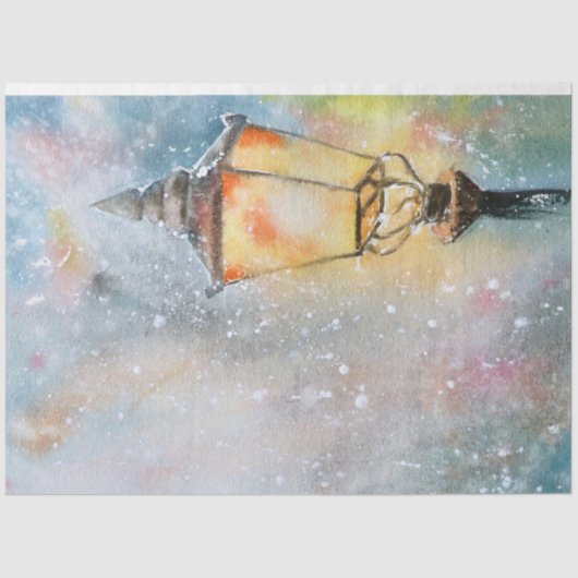 Sprookjeslamp met waterverf sneeuw kerstnacht tissuepapier (Voorkant)