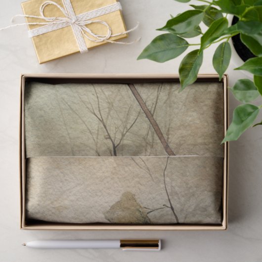 Sprookjesland Lente Bos Grijze Vogels Tissuepapier (Geschenk)