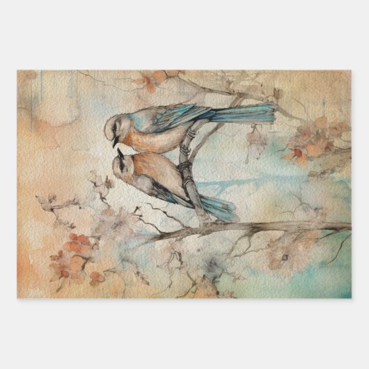 Sprookjesland Lente Bos Vogels No1 Inpakpapier Vel (Voorkant)