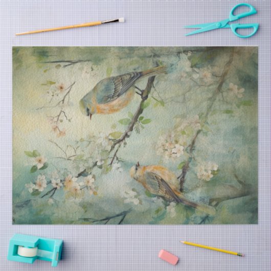 Sprookjesland Lente Bos Vogels No2 Tissuepapier (Craft)