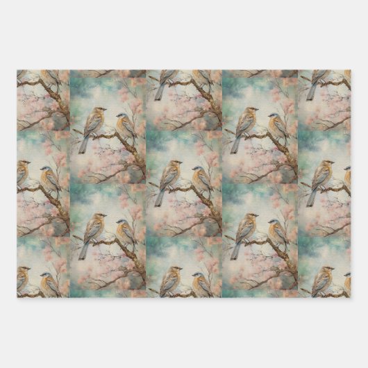 Sprookjesland Lente Bos Vogels No3 Inpakpapier Vel (Voorkant 3)