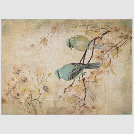 Sprookjesland Lente Bos Vogels No4 Tissuepapier (Voorkant)