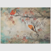 Sprookjesland Lentebos Sinaasappels Vogels Tissuepapier (Voorkant)