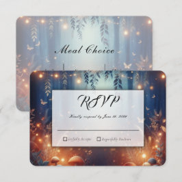 Sprookjeslichtjes en betoverd bos bij maanlicht RSVP kaartje