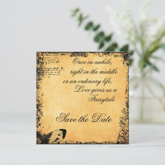 Sprookjesliefde Quote Save the Date (Staand voorkant)